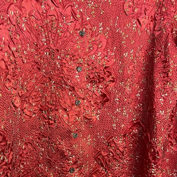 Savvy By Rafael Button Up Shirt Women's Large Pink Embroidered Floral Retro Boho - Picture 7 of 9